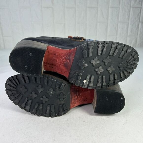 Freebird By Steven Bristol Blue Snake Leather Bootie US 9 High Heel Slip-On Shoe - Picture 7 of 10